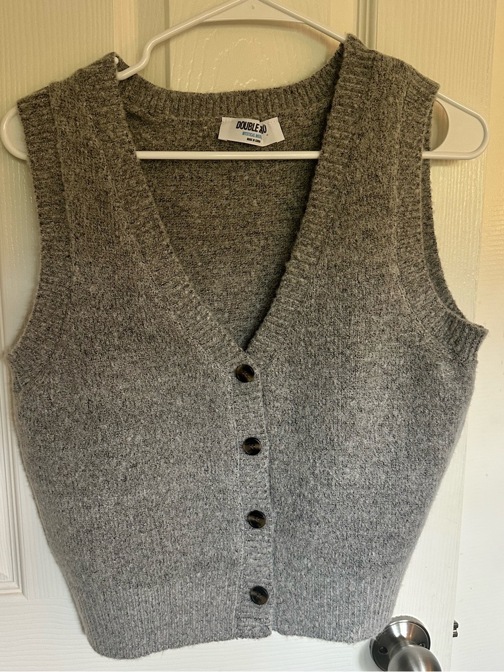 NWOT - Double Zero Grey V-Neck Button Front Sweater Vest